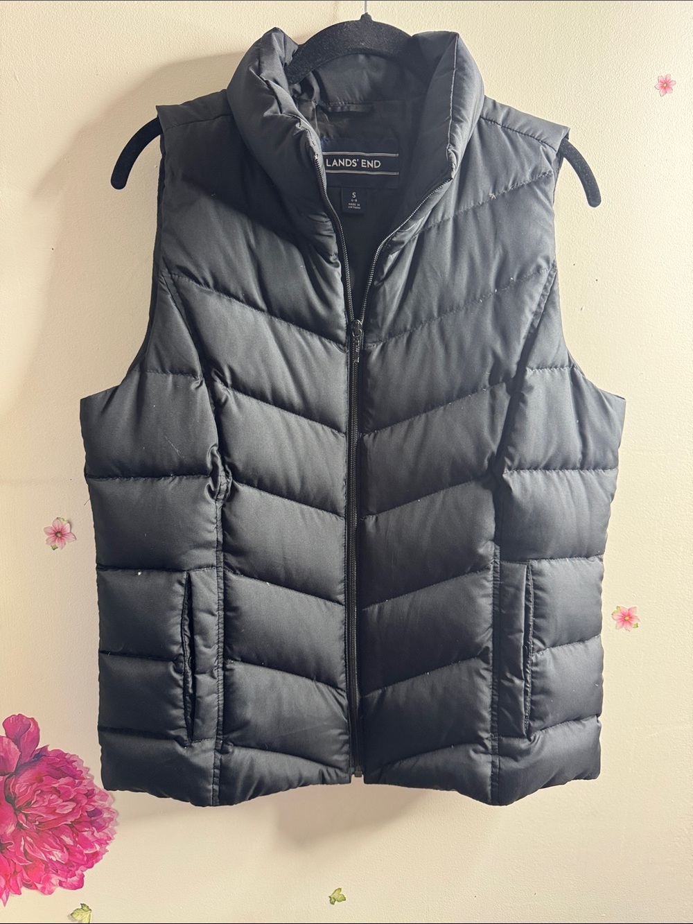 Lands' End Women's Black Quilted Puffer Vest